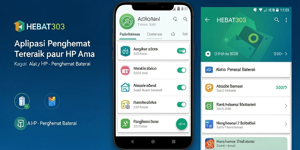Antarmuka HEBAT303 menunjukkan fitur Penghemat Baterai yang intuitif.